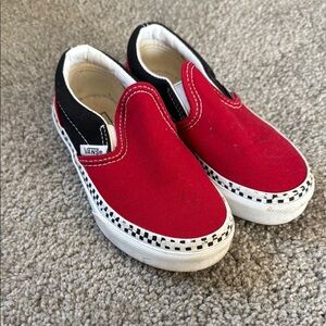 Vans Kids Red and Black Slip-On Shoes
